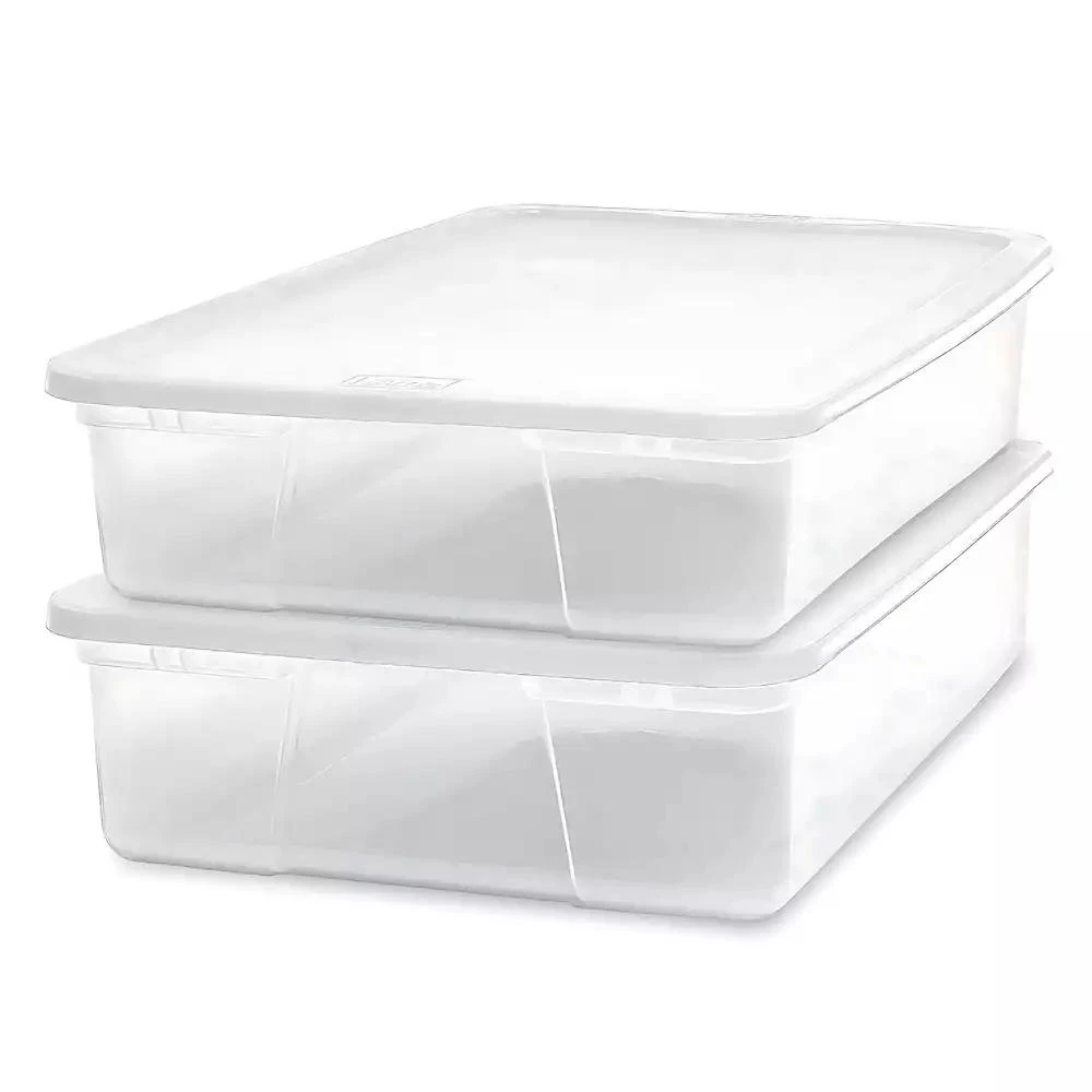 Homz 28 Qt Snaplock Clear Plastic Storage Container Bin with Secure Lid, 2 Pack