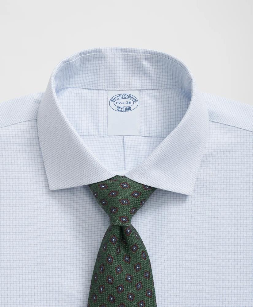 Brooks Brothers Stretch Supima® Cotton Non-Iron English Spread Collar, Micro-Grid Dress Shirt