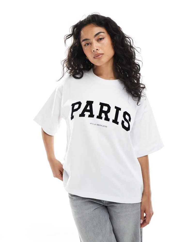 4th & Reckless 4th & Reckless oversized Paris logo t-shirt in white 1