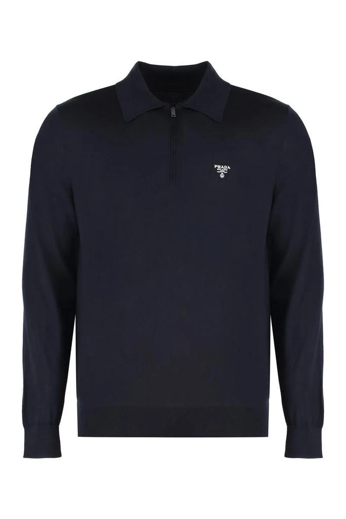Prada Midnight Blu Wool Polo Shirt - Polo Shirts - BeyondStyle