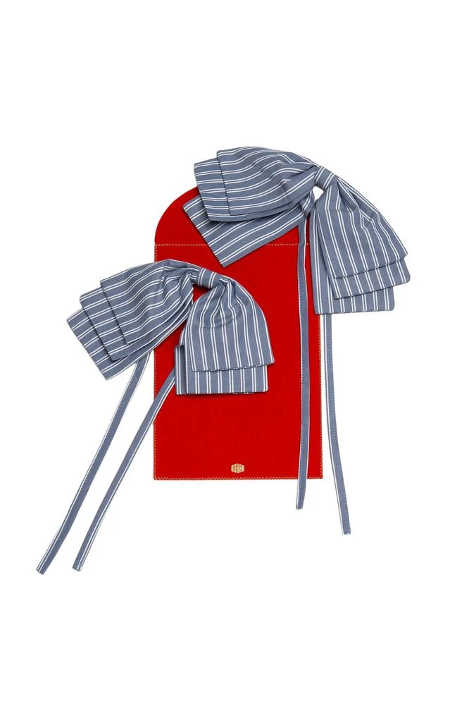 Gohar World Gohar World - Set-of-Two Cotton-Linen Napkin Bows - Blue - Moda Operandi