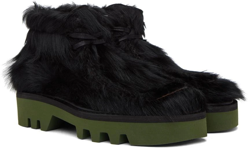 Dries Van Noten Black & Green Calf-Hair Boots 4
