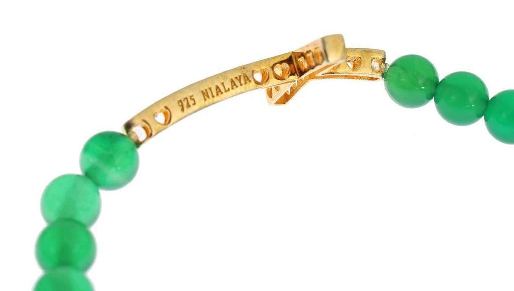 Nialaya Nialaya Jade Stone Gold CZ Cross 925 Silver Bracelet 4