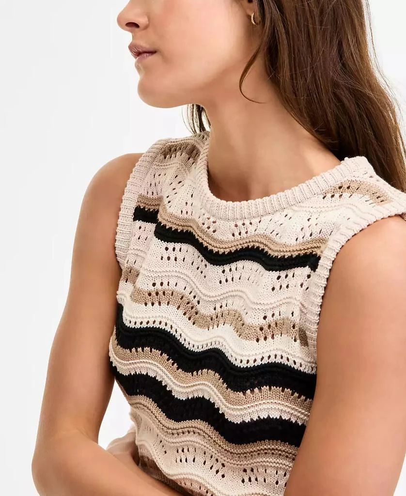 Democracy Women's Wavy Stripe Cotton Sweater Tank Top 3