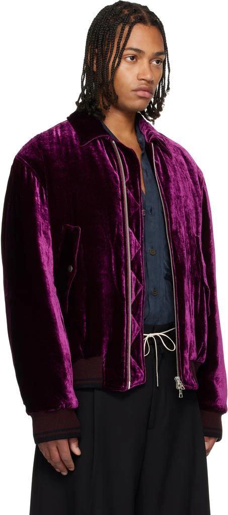 Dries Van Noten Purple Velvet Bomber Jacket 2