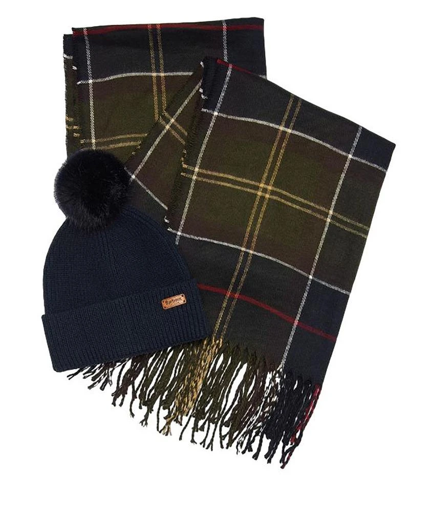 Barbour Barbour Tartan Scarf & Knitted Beanie Set 1