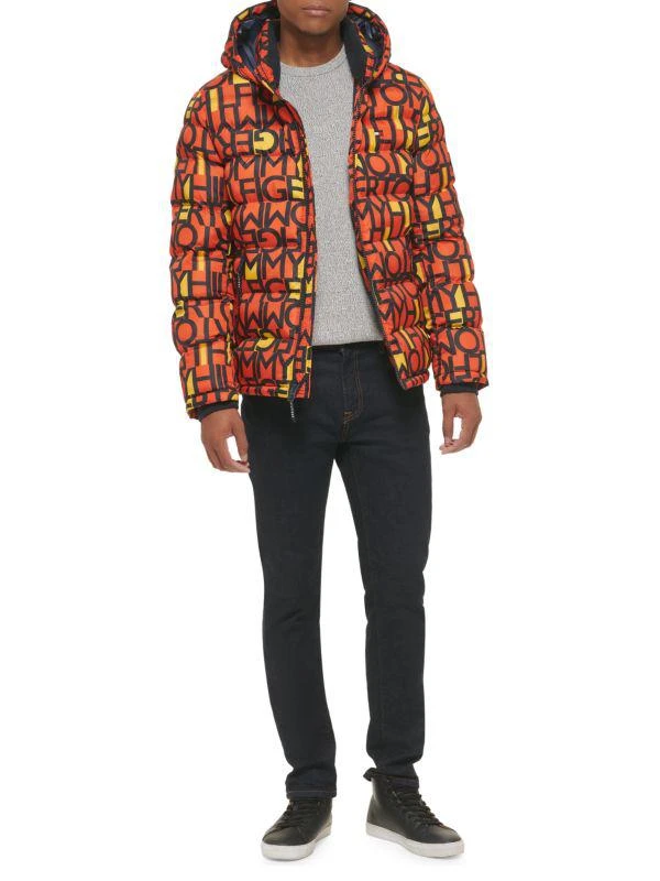 Tommy Hilfiger Typographic Print Hooded Puffer Jacket 5