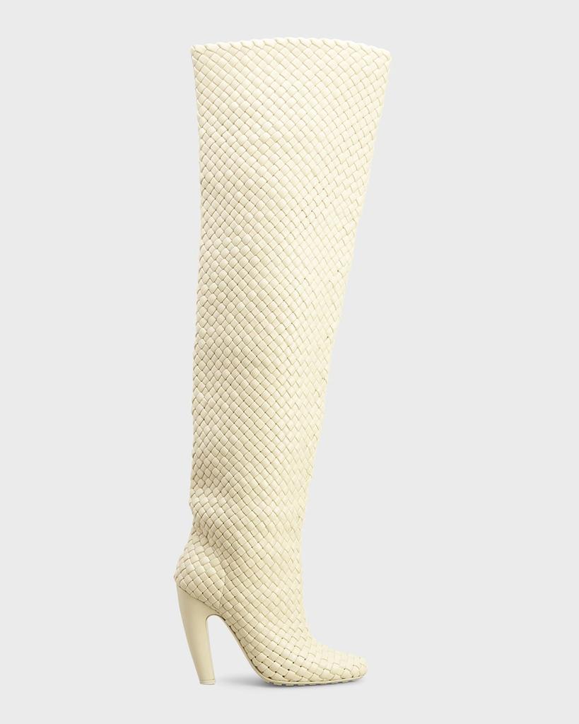 Bottega Veneta Intrecciato Woven Lambskin Over-The-Knee Boots