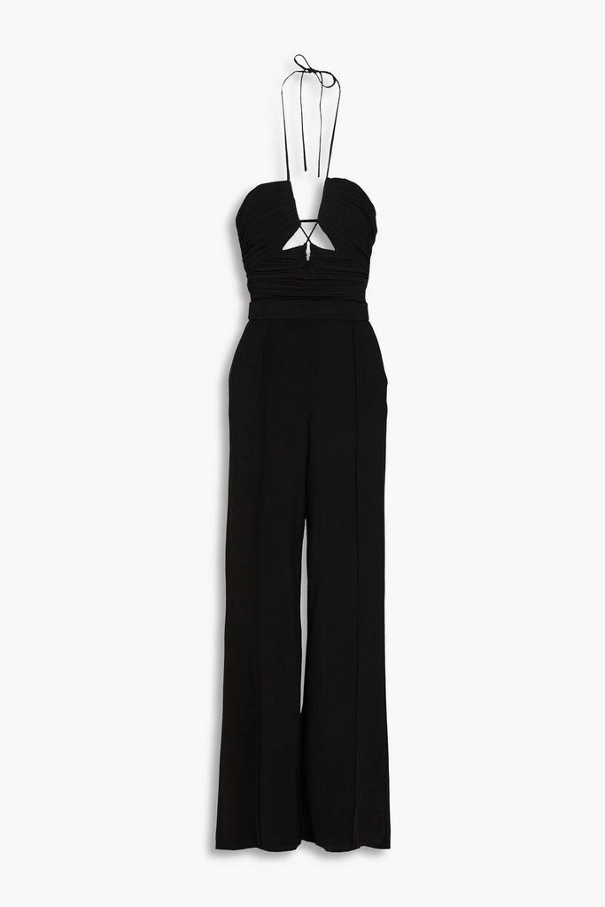 SIMKHAI Gala cutout pleated crepe halterneck wide-leg jumpsuit 1