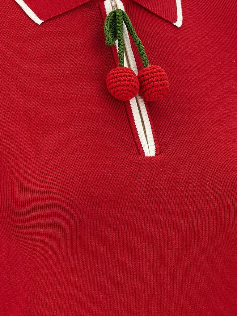 Valentino Valentino Cherry Embellished Short-Sleeved Polo Top 4