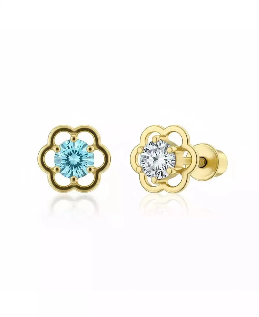 Bling Jewelry Set of 2 Tiny Blue 
Clear CZ Open Flower Stud Helix Lobe Cartilage 1 Piece Earring 14K Gold 4MM Screwback Post