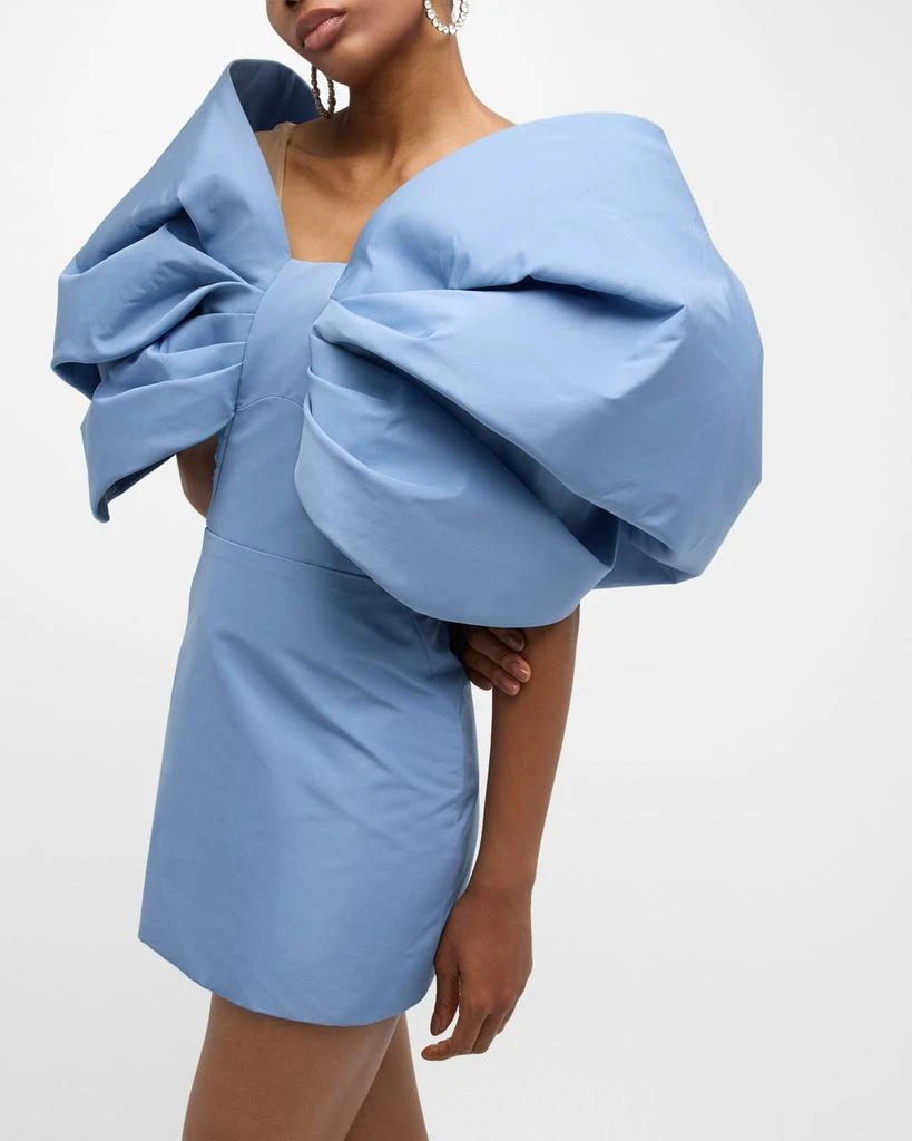 Oscar de la Renta Draped Bow-Sleeve Mini Dress With Train 7