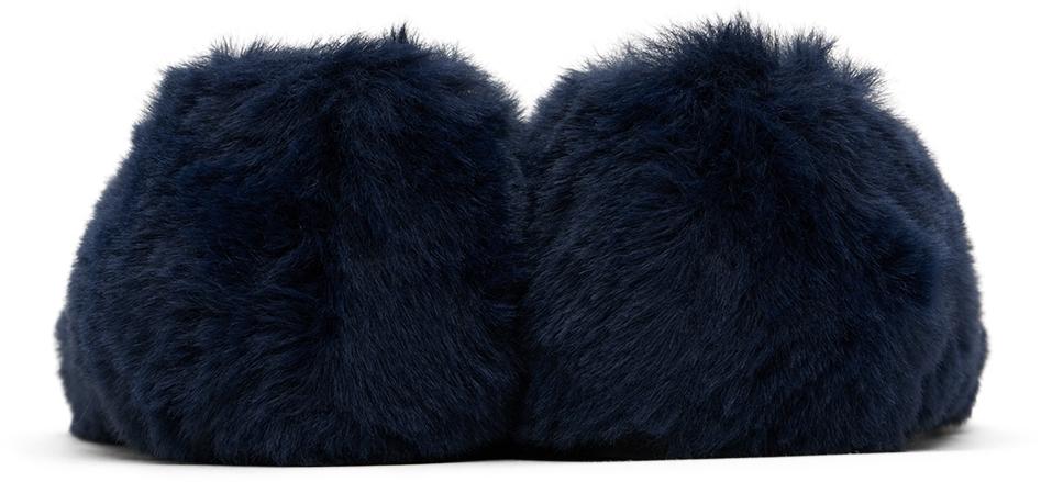 Marni Kids Navy Faux-Fur Flats