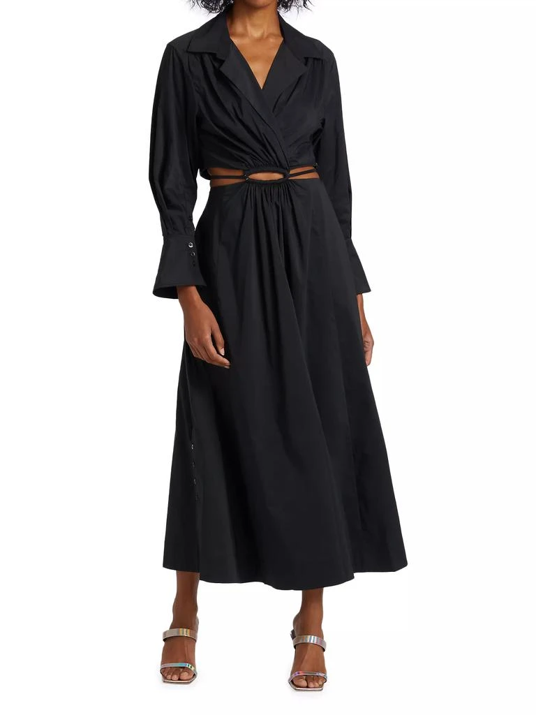 Jonathan Simkhai Alex Pleated Poplin Cut-Out Maxi Shirtdress 3