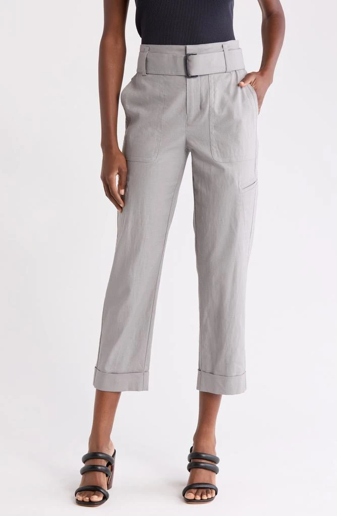 Vince Belted Linen Blend Pants 1