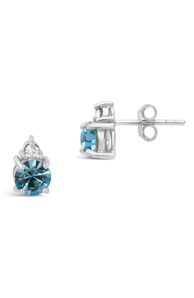 Sterling Forever Sterling Silver Birthstone Stud Earrings - March / Simulated Aquamarine