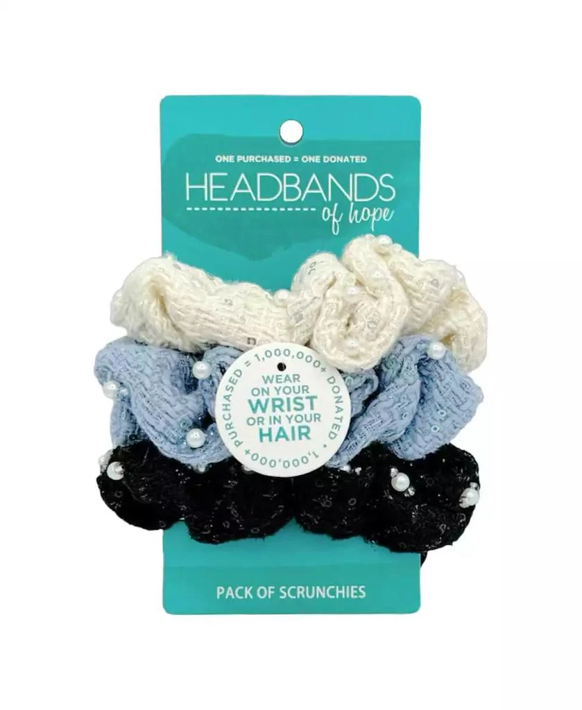 Headbands of Hope Women
s Tweed Scrunchie Set of 3 - Sequin Pearls 5