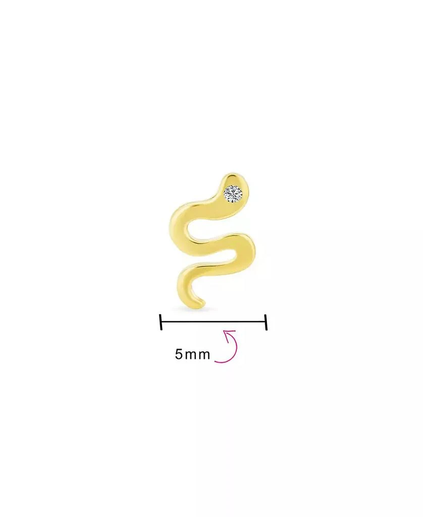 Bling Jewelry Minimalist Tiny Mini 14K Yellow Gold Garden Reptile Serpent Snake Cartilage Ear Stud Earring For Women Safety Clutch Screw back Lobe Piercing 1 Piece 3