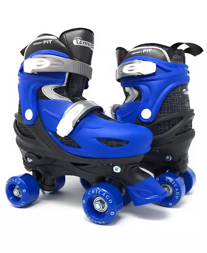 Chicago Skates Chicago Boys Adjustable Quad Roller Skate Set, 7 Pc Set - Size M (1-4)