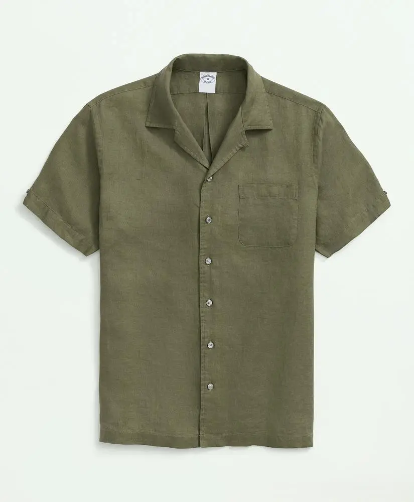 Brooks Brothers Irish Linen Camp Collar Short-Sleeve Sport Shirt