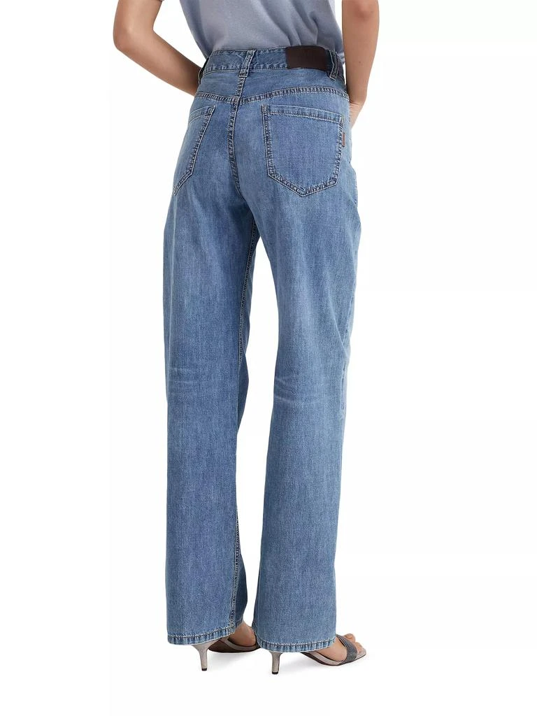 Brunello Cucinelli Lightweight Denim Loose Five Pocket Trousers with Shiny Tab 3