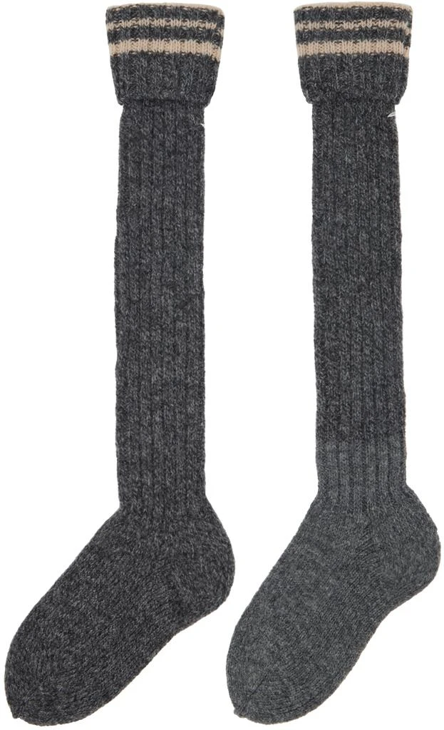 MAISON MARGIELA Gray & Beige Shetland Wool Socks 2