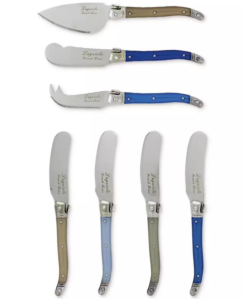 French Home Laguiole Cream and Blue Cheese Knife and Spreader Set, 7 Piece.