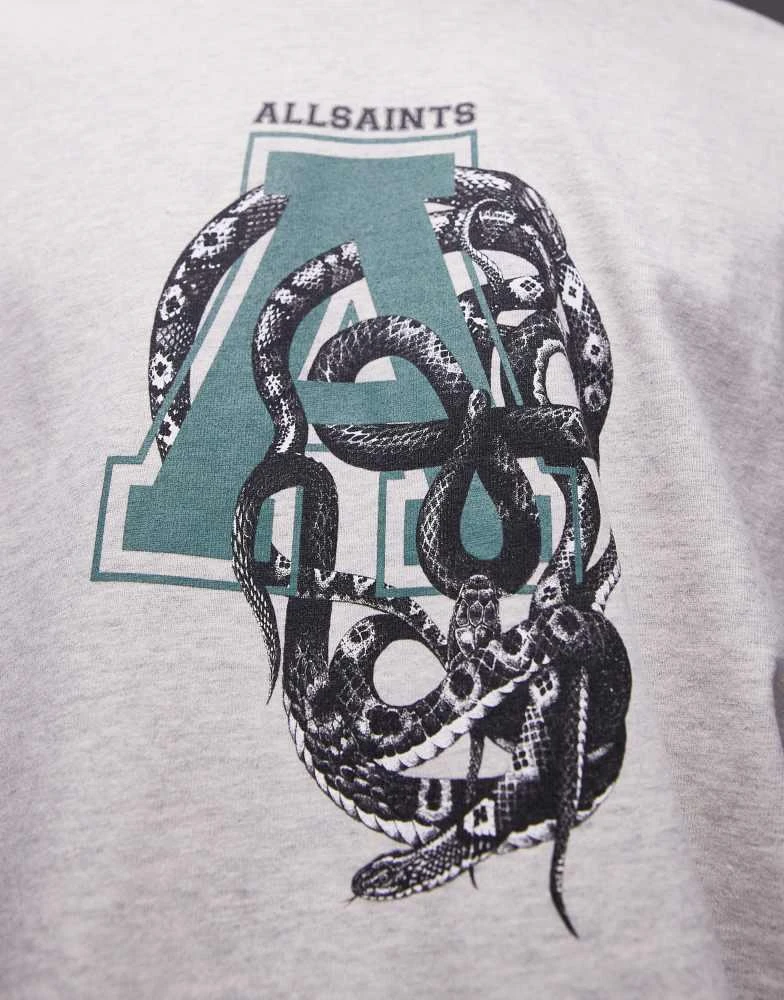 ALL SAINTS AllSaints Caduceus collegiate back graphic t-shirt in grey marl 3
