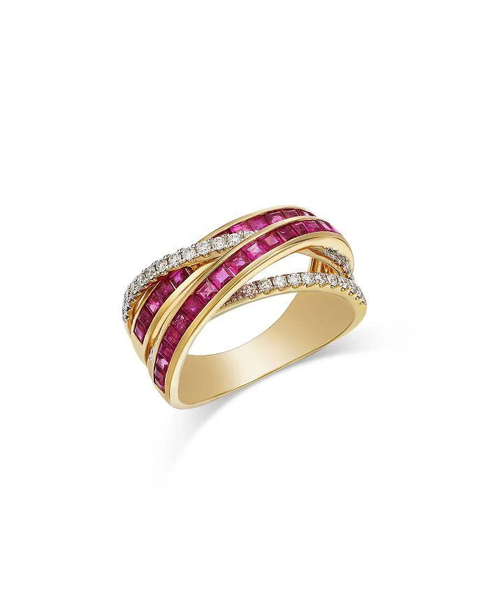 Bloomingdale
s Fine Collection Ruby
Diamond Crossover Ring in 14K Yellow Gold