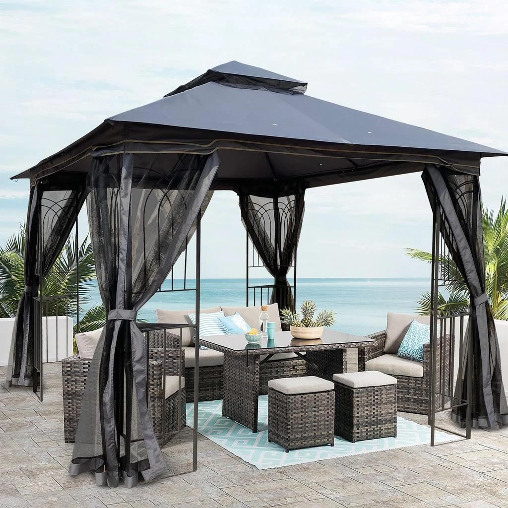 Streamdale Furniture Streamdale 10x10 Outdoor Patio Gazebo Canopy Tent With Ventilated Double Roof 5
