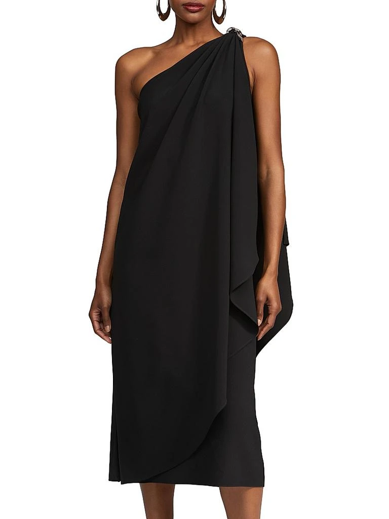 HALSTON Aries Stretch-Crepe Cape Dress 3