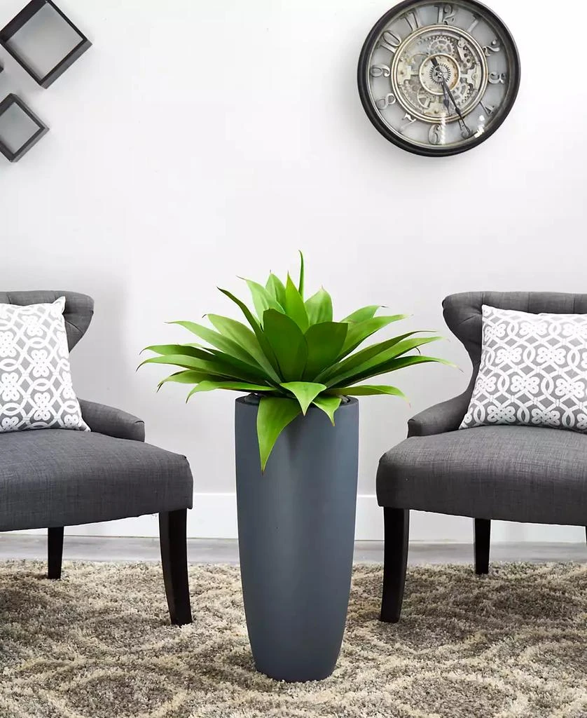 NEARLY NATURAL 38" Agave Artificial Plant in Gray Cylinder Planter 3