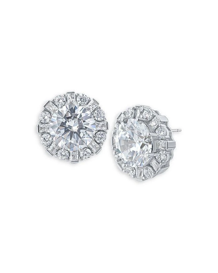 Kenneth Jay Lane Baguette 
Round Cubic Zirconia Halo Stud Earrings