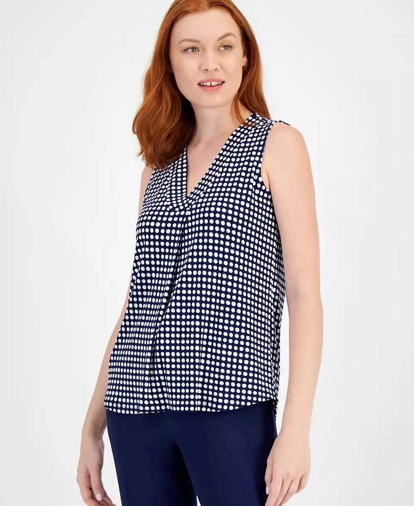 Anne Klein Women's Printed Sleeveless V-Neck Shell Top 1