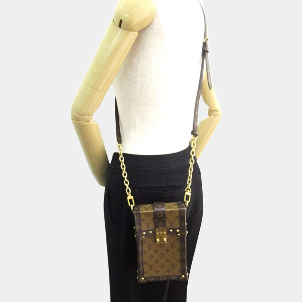 Louis Vuitton Louis Vuitton Brown Canvas Monogram Reverse Vertical Trunk Pochette Crossbody Bag 7