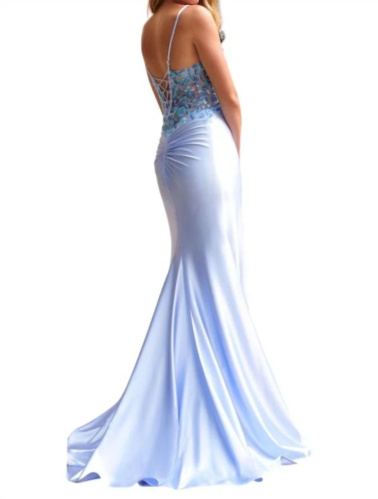 Faviana Faviana - Leg Slit Stretch Satin Gown 2