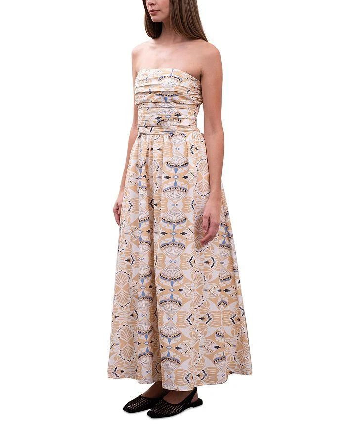 Moon River Printed Ruched Poplin Maxi Dress 4