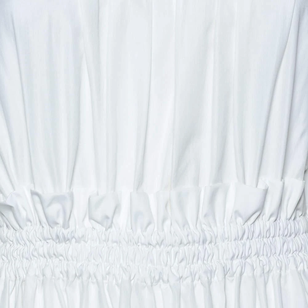 Alexander McQueen Alexander McQueen White Cotton Ruched Tiered Off Shoulder Midi Dress M 4