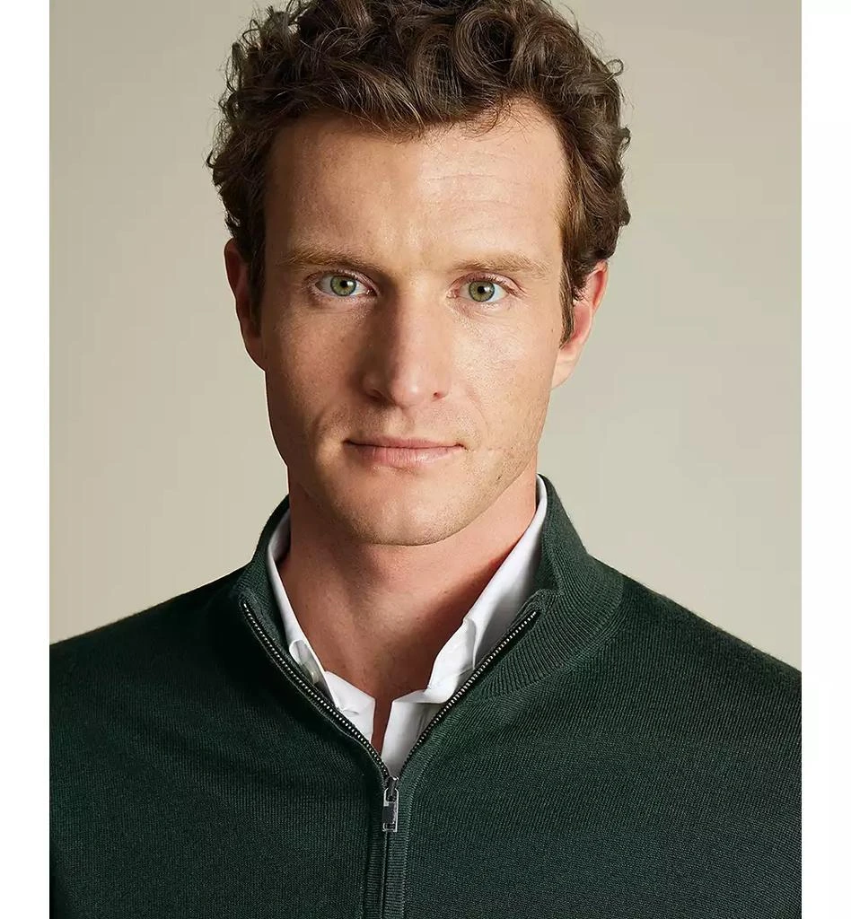 Charles Tyrwhitt Men's Long Sleeve Quarter-Zip Merino Wool Sweater 12