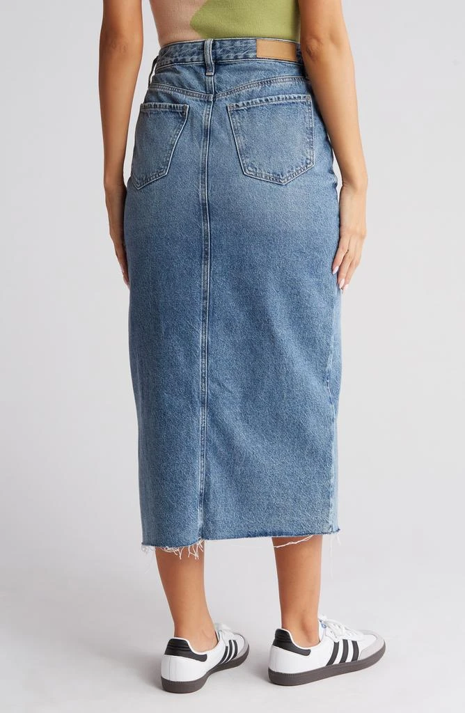 PacSun High Waist Raw Hem Denim Midi Skirt 2