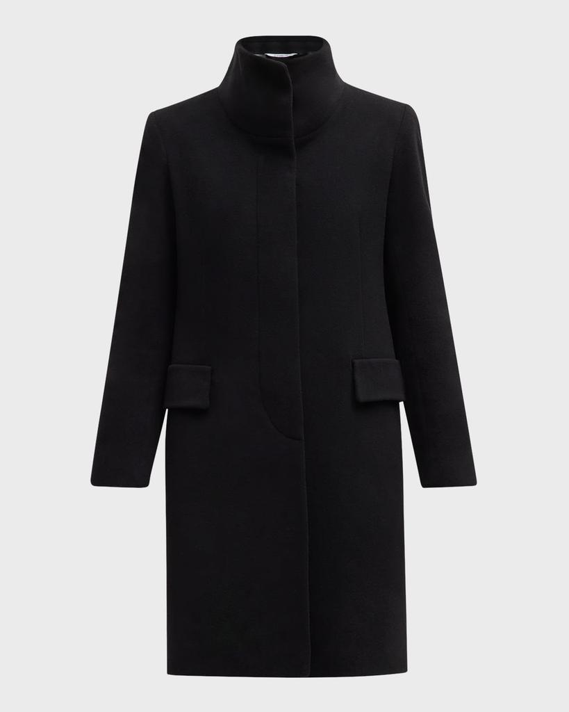 Fleurette Neo Funnel-Neck Short Wool Coat