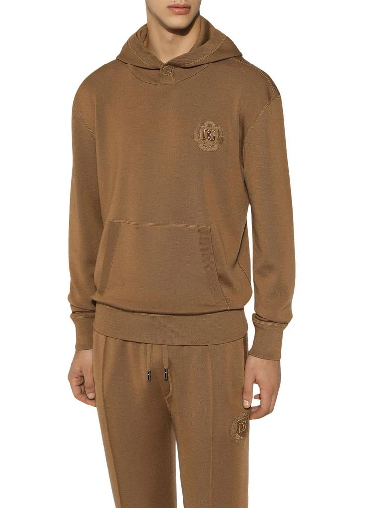 Dolce & Gabbana Wool and silk hoodie with DG patch 6
