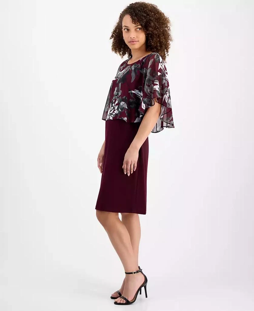 Connected Petite Floral Cape-Overlay Sheath Dress 3