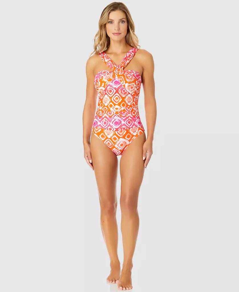 Anne Cole Women's Tie Dye Foulard Twist Bandeau One-Piece Swimsuit