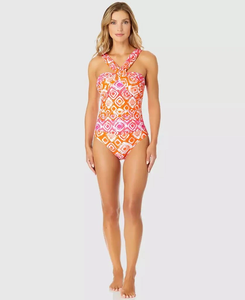 Anne Cole Women's Tie Dye Foulard Twist Bandeau One-Piece Swimsuit 1