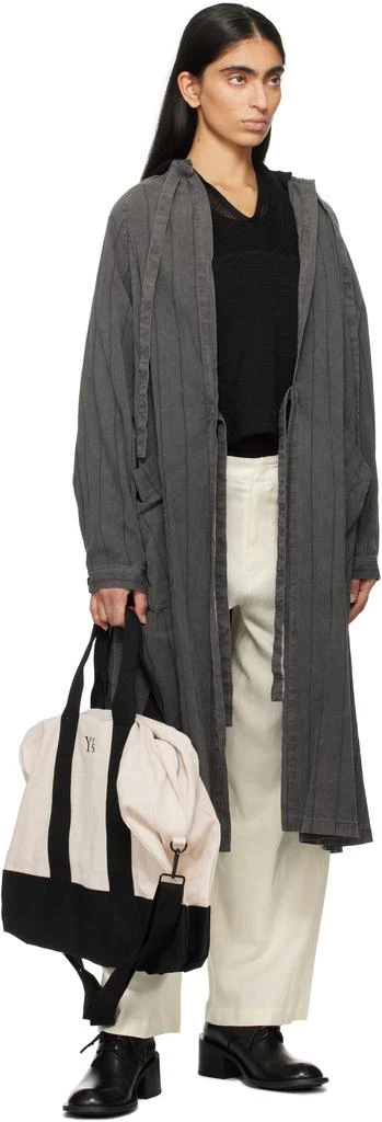 YOHJI YAMAMOTO Off-White & Black Canvas Combi Boston Tote 4