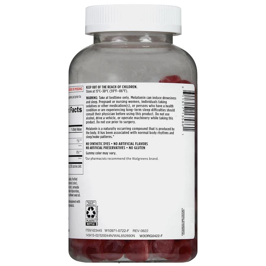 Walgreens Melatonin 5 mg Gummies Natural Strawberry 4