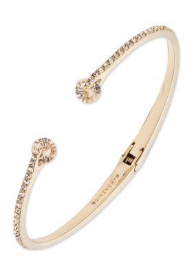 Givenchy Gold Tone Silk Pave Cuff Bracelet