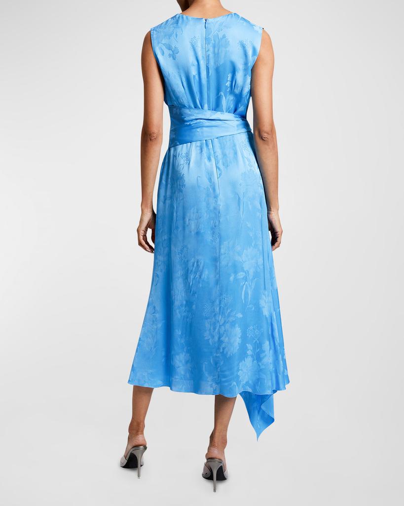 Santorelli Velia Faux-Wrap Floral Jacquard Midi Dress
