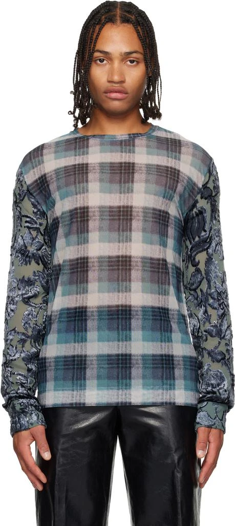 Dries Van Noten Blue Printed Mesh T-shirt 1